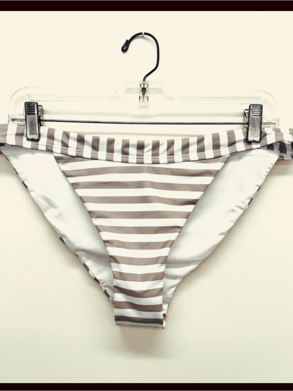 NWT ANDIE Swim The Banded Cheeky Bikini Bottom Beige White Stripe Size XL